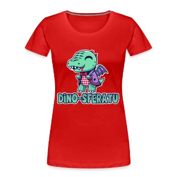 Zeichnung Dinosaurier Vampir Chibi Humor - Frauen Premium Bio T-Shirt - Rot - Vorne - Mia (176cm)