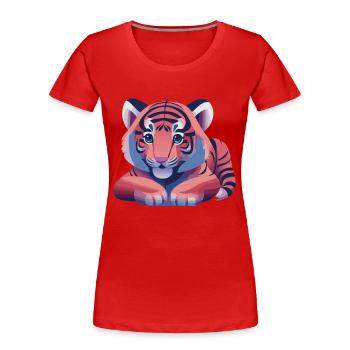 Tiger Cub (Collection d’animaux rêveurs) - T-shirt bio Premium Femme - rouge - Devant - Mia (176cm)