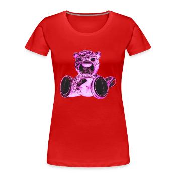 Creepy Teddy Rose - T-shirt bio Premium Femme - rouge - Devant - Mia (176cm)