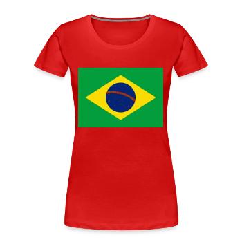 Brazil flag / Drapeau Brésil - Women's Premium Organic T-Shirt - red - Front - Mia (176cm)