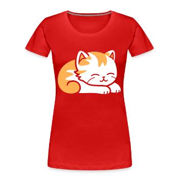 Bébé chat qui dors - T-shirt bio Premium Femme - rouge - Devant - Mia (176cm)