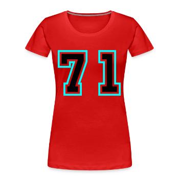 71 Symbole numérique - T-shirt bio Premium Femme - rouge - Devant - Mia (176cm)