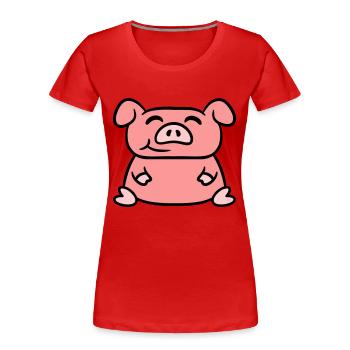 Assis Cochon Amour Petit Cochon Mignon - T-shirt bio Premium Femme - rouge - Devant - Mia (176cm)