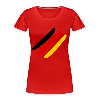 Deutschlandflagge - Style Streifen - Frauen Premium Bio T-Shirt - Rot - Vorne - Mia (176cm)