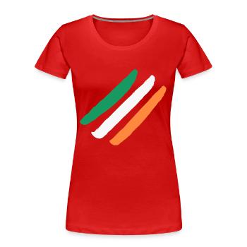 Irland / Irlandflagge - Diagonal - Stylish - Frauen Premium Bio T-Shirt - Rot - Vorne - Mia (176cm)