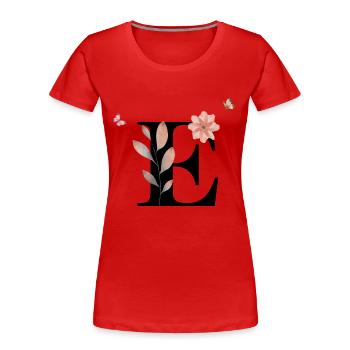 Buchstabe e Wildblumen Aquarelle - Frauen Premium Bio T-Shirt - Rot - Vorne - Mia (176cm)