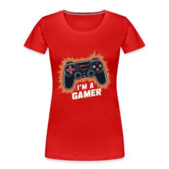 ICH BIN EIN GAMER - Frauen Premium Bio T-Shirt - Rot - Vorne - Mia (176cm)