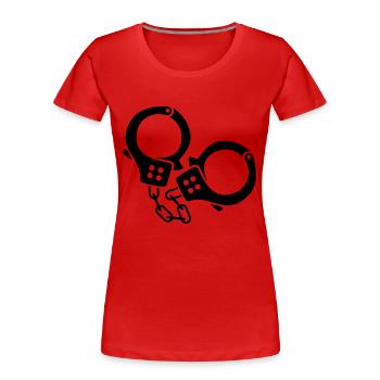 handschellen 2 - Frauen Premium Bio T-Shirt - Rot - Vorne - Mia (176cm)