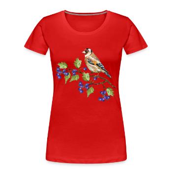 Bunter Vogel - Frauen Premium Bio T-Shirt - Rot - Vorne - Mia (176cm)