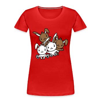 4 Hasen Freunde Team Crew Vier Lustige Geschwister - Frauen Premium Bio T-Shirt - Rot - Vorne - Mia (176cm)