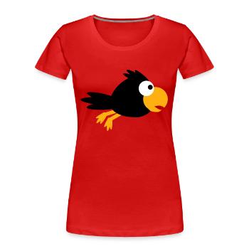 Raven Bird Flying Fast Cool Funny Cartoon Humor - Women's Premium Organic T-Shirt - red - Front - Mia (176cm)
