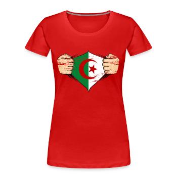 Drapeau de l’Algérie utilisé - T-shirt bio Premium Femme - rouge - Devant - Mia (176cm)
