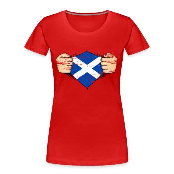 Drapeau de l’Écosse utilisé - T-shirt bio Premium Femme - rouge - Devant - Mia (176cm)