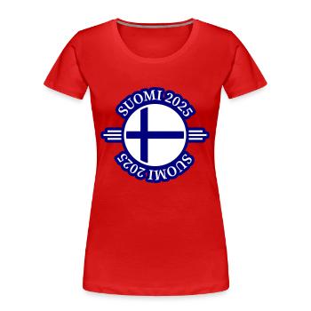 Suomi 2025 Finnland - Frauen Premium Bio T-Shirt - Rot - Vorne - Mia (176cm)