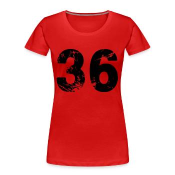 36 - T-shirt bio Premium Femme - rouge - Devant - Mia (176cm)