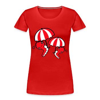 2 Fliegende Raupen Regenschirm Team Freunde Urlaub - Frauen Premium Bio T-Shirt - Rot - Vorne - Mia (176cm)