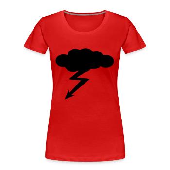 Wolke mit Blitz - Gewitter - Frauen Premium Bio T-Shirt - Rot - Vorne - Mia (176cm)
