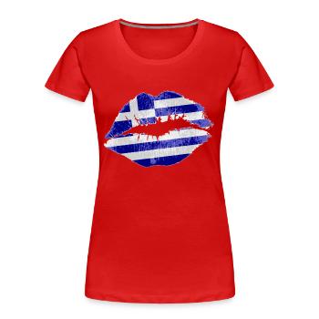 Kiss (Grèce) - T-shirt bio Premium Femme - rouge - Devant - Mia (176cm)