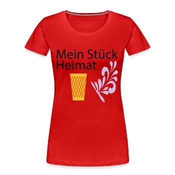 Meine Heimat Geripptes - Apfelwein - Frauen Premium Bio T-Shirt - Rot - Vorne - Mia (176cm)
