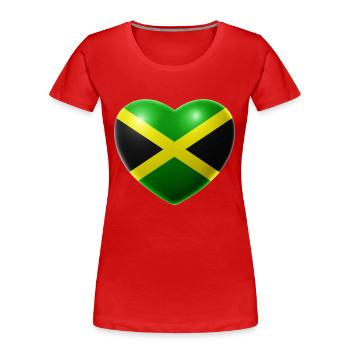 Herz (Jamaika / Jamaica) - Frauen Premium Bio T-Shirt - Rot - Vorne - Mia (176cm)