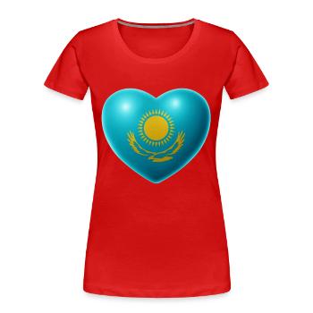 Heart (Kazakhstan / Qazaqstan) - Women's Premium Organic T-Shirt - red - Front - Mia (176cm)