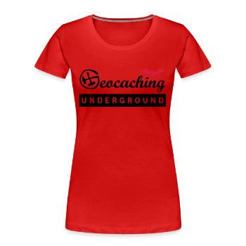 Geocaching Underground 2farbig transparent - Frauen Premium Bio T-Shirt - Rot - Vorne - Mia (176cm)