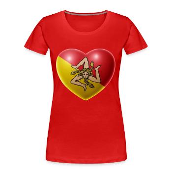 Heart (Sicily / Sicilia) - Women's Premium Organic T-Shirt - red - Front - Mia (176cm)