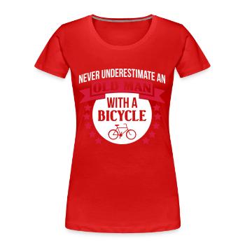 Old Man With A Bicycle - Frauen Premium Bio T-Shirt - Rot - Vorne - Mia (176cm)