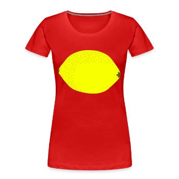 Knall Gelbe Zitrone, Obst, Geschenkidee - Frauen Premium Bio T-Shirt - Rot - Vorne - Mia (176cm)