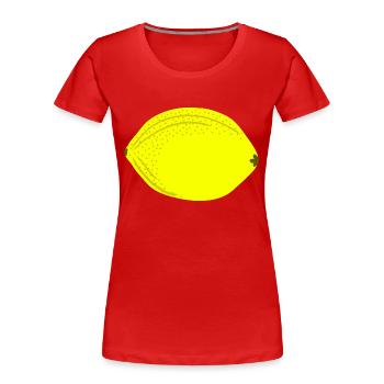 Knall Gelbe Zitrone, Obst, Geschenkidee - Frauen Premium Bio T-Shirt - Rot - Vorne - Mia (176cm)