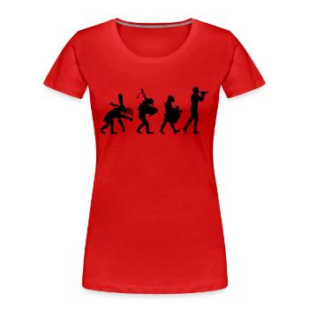 évolution bombarde 2 bagad - T-shirt bio Premium Femme - rouge - Devant - Mia (176cm)