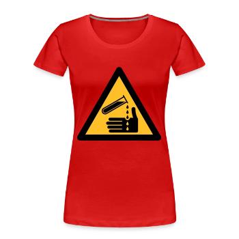 Symbole de danger - Corrosif (2 couleurs) - T-shirt bio Premium Femme - rouge - Devant - Mia (176cm)