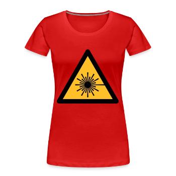 Symbole de danger - lumière laser (2 couleurs) - T-shirt bio Premium Femme - rouge - Devant - Mia (176cm)