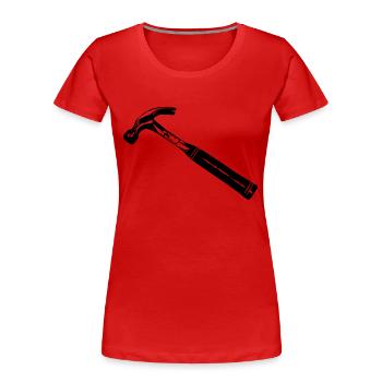 Hammer T-Shirt, Zimmermann, Arbeit, Selbstständig, - Frauen Premium Bio T-Shirt - Rot - Vorne - Mia (176cm)