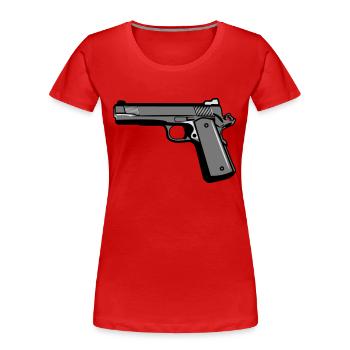 Waffen Pistole schiessen - Frauen Premium Bio T-Shirt - Rot - Vorne - Mia (176cm)