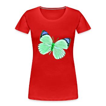 Butterfly - shades of green green blue plain - Women's Premium Organic T-Shirt - red - Front - Mia (176cm)
