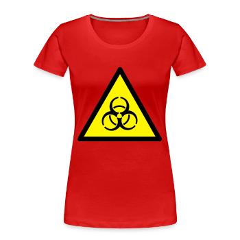 Warnung vor Biogefährung - Frauen Premium Bio T-Shirt - Rot - Vorne - Mia (176cm)