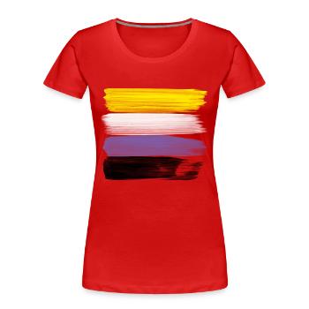 Non-Binary Pride Strokes - Frauen Premium Bio T-Shirt - Rot - Vorne - Mia (176cm)