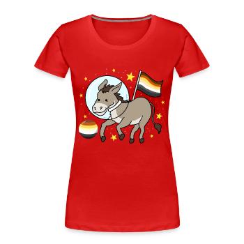 Donkey Astronaut Gay Bear Pride - Women's Premium Organic T-Shirt - red - Front - Mia (176cm)