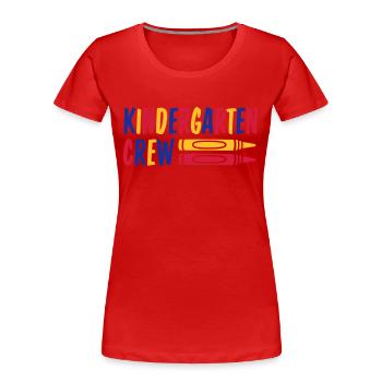 Crayon de cire Crayon d’équipage de maternelle Crayon - T-shirt bio Premium Femme - rouge - Devant - Mia (176cm)