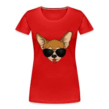 Chihuahua Chiwawa avec lunettes de soleil Drôle de chien - T-shirt bio Premium Femme - rouge - Devant - Mia (176cm)