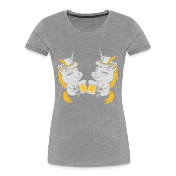 Bier Anstoßen Einhorn Team - Frauen Premium Bio T-Shirt - Navy - Vorne - Mia (176cm)