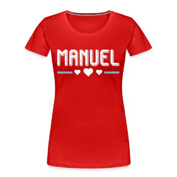 Cécile - T-shirt bio Premium Femme - rouge - Devant - Mia (176cm)