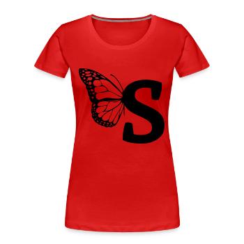 Buchstabe S Schmetterling - Frauen Premium Bio T-Shirt - Rot - Vorne - Mia (176cm)