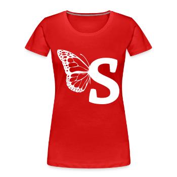 Buchstabe S Schmetterling - Frauen Premium Bio T-Shirt - Rot - Vorne - Mia (176cm)