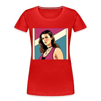 Retro 80er Jahre Frau in GTA Comic Stil - Frauen Premium Bio T-Shirt - Rot - Vorne - Mia (176cm)