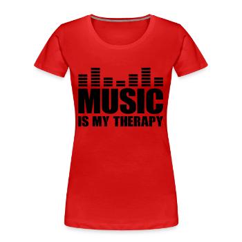 Music is my Therapy - Frauen Premium Bio T-Shirt - Rot - Vorne - Mia (176cm)