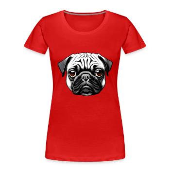 Pug Design Motif d’impression graphique - T-shirt bio Premium Femme - rouge - Devant - Mia (176cm)