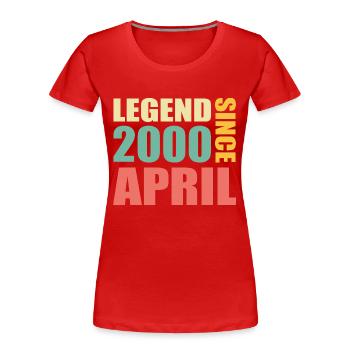 23e anniversaire Avril 2000 Idée cadeau - T-shirt bio Premium Femme - rouge - Devant - Mia (176cm)