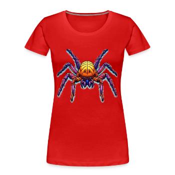 Tier als Farbenfrohe und bunte Hausspinne - Frauen Premium Bio T-Shirt - Rot - Vorne - Mia (176cm)